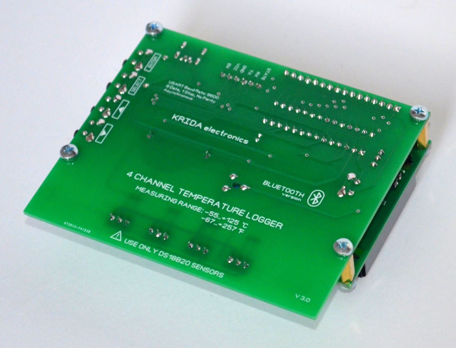 4CH Temperature Data Logger Recorder RTC 55...+125 C Bluetooth DS18B20