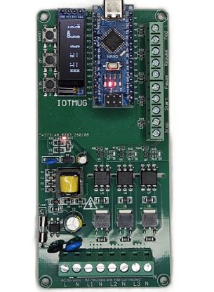 Picture of 3 Channel Programmable Custom AC Light VOLT Sequncing Board with OLED Display, External Control Inputs, Arduino-Compatible, Custom Timing & Flash Modes Sequencer - Traffic Light Controller
